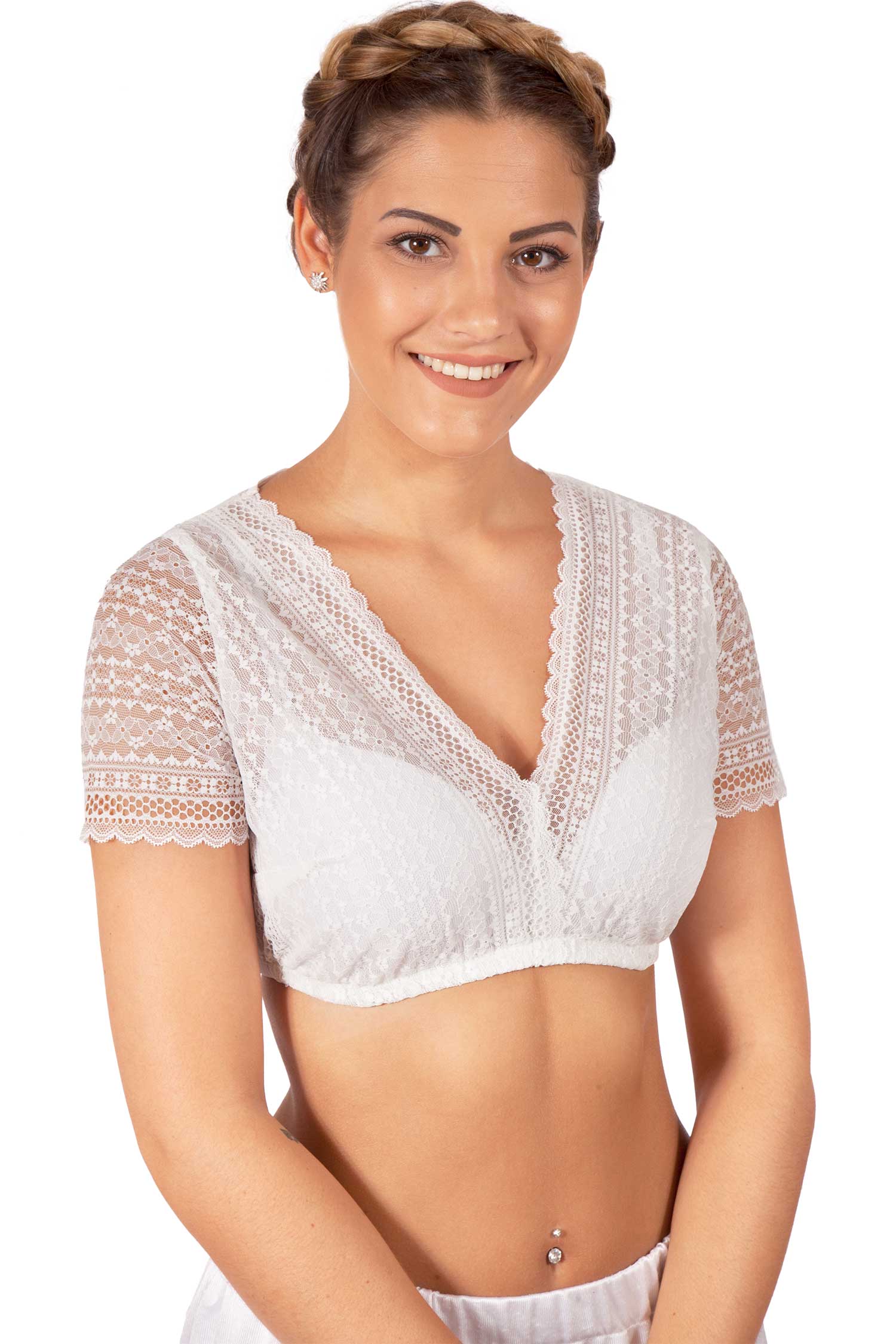 Dirndlbluse Nanita-Lotta aus Spitze in creme