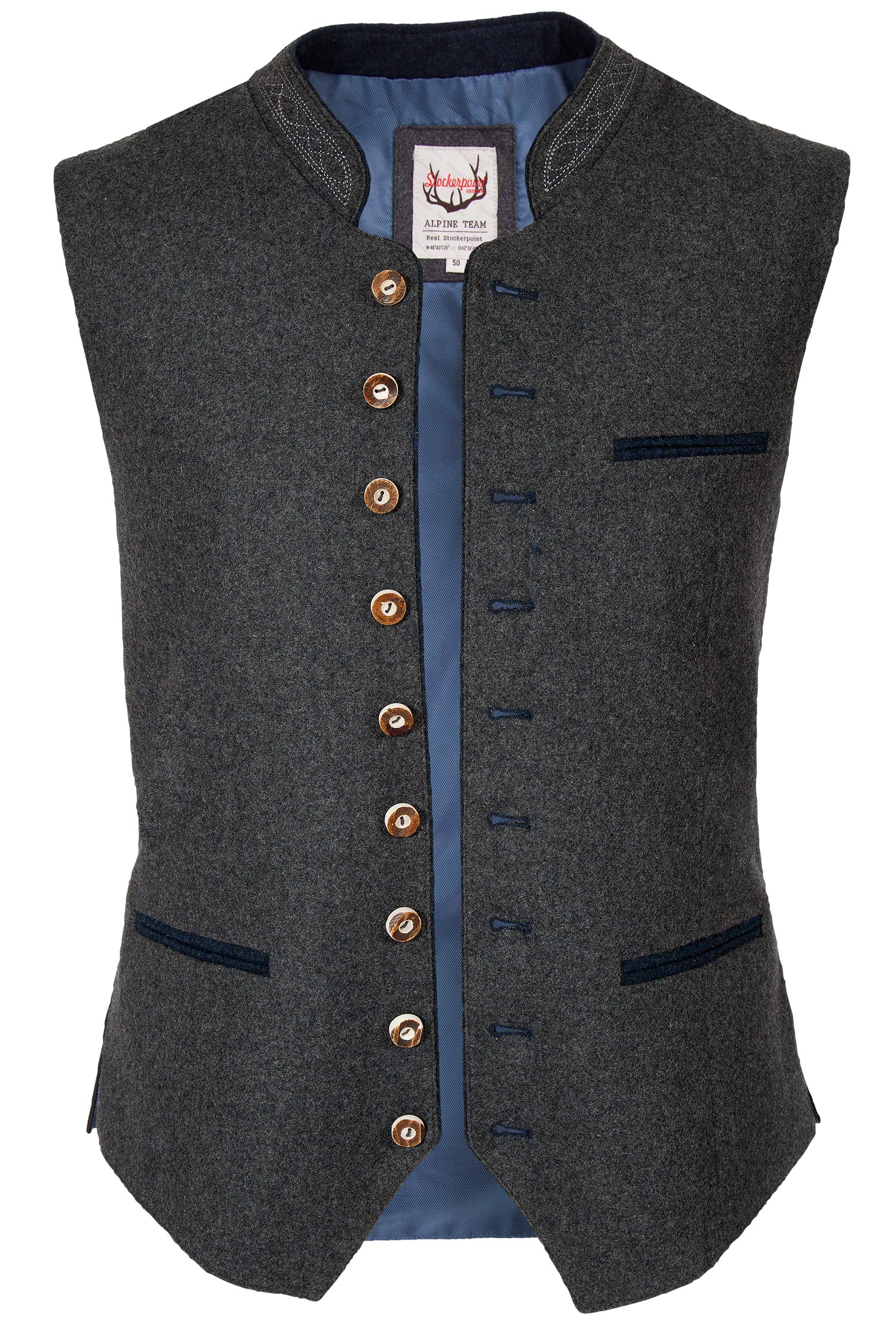 Trachtenweste Sirius aus Loden in anthrazit